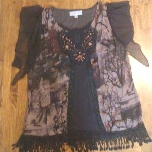 Pretty Angel Dramatically Dark Witch, Goth Top L